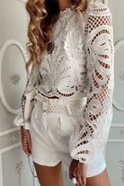 Lace Crochet Long Sleeve Blouse - Love Classic 2