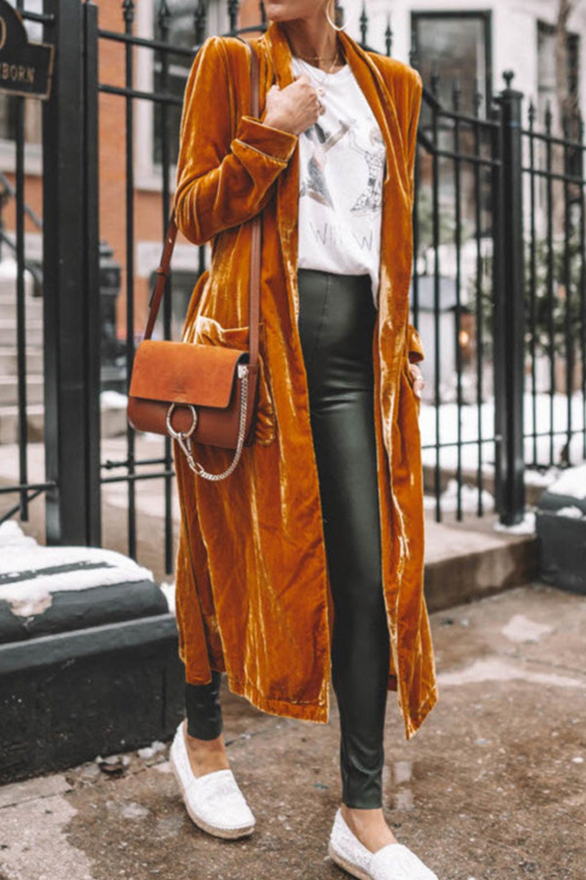 Open Front Long Sleeve Longline Cardigan Light Brown