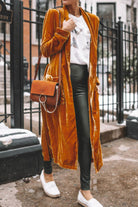 Open Front Long Sleeve Longline Cardigan Light Brown