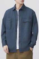 Men's Long Sleeve Denim Shirt Blue - Love Classic