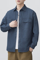 Men's Long Sleeve Denim Shirt Blue - Love Classic 2
