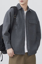 Men's Long Sleeve Denim Shirt Grey - Love Classic