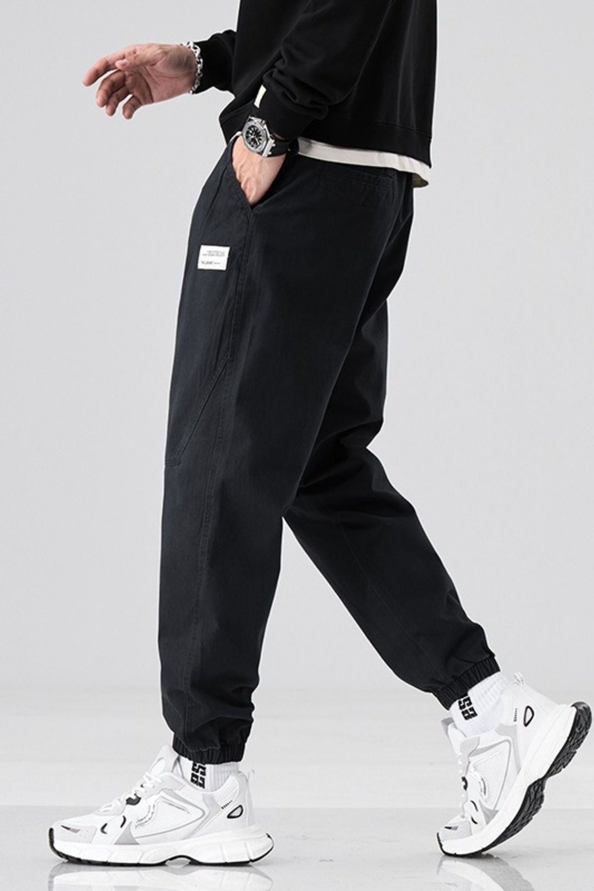 Loose Fit Drawstring Joggers Black - Love Classic