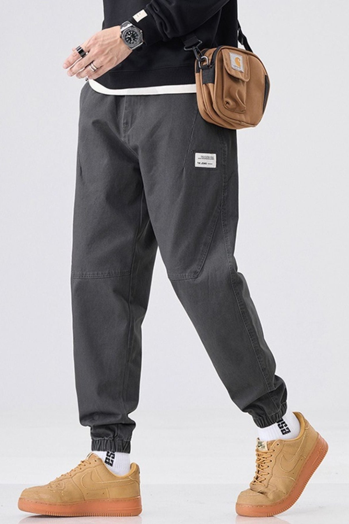 Loose Fit Drawstring Joggers Dark Gray - Love Classic