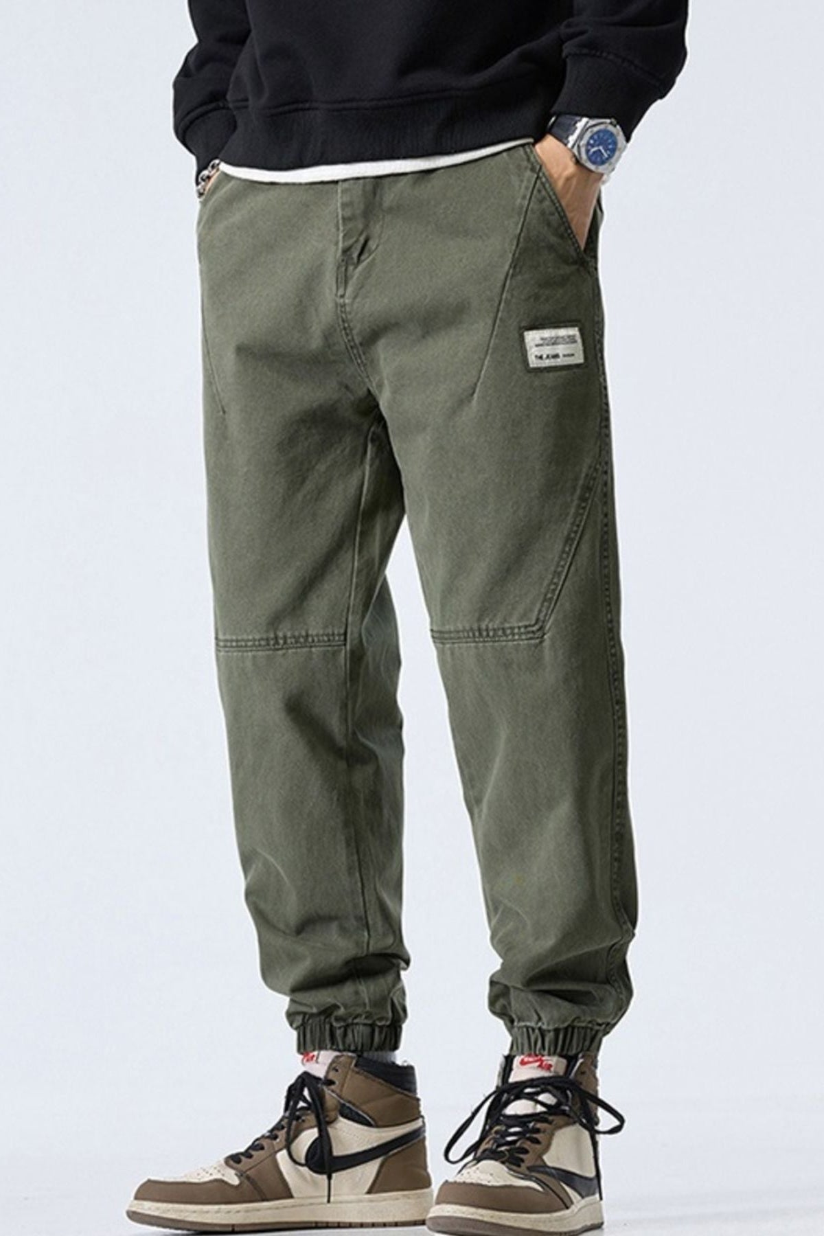 Loose Fit Drawstring Joggers Military Green - Love Classic