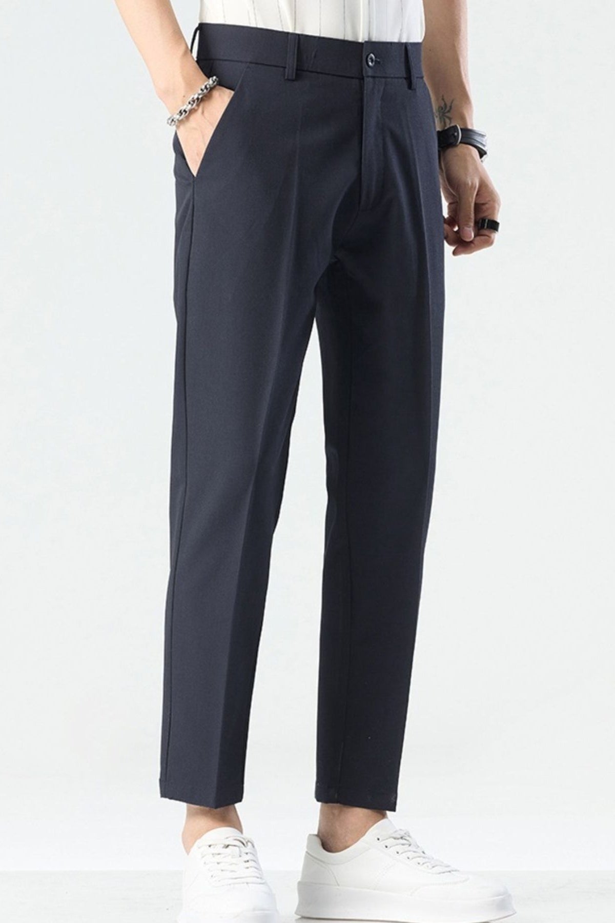 Men's Straight-Leg Casual Pants Navy - Love Classic 2