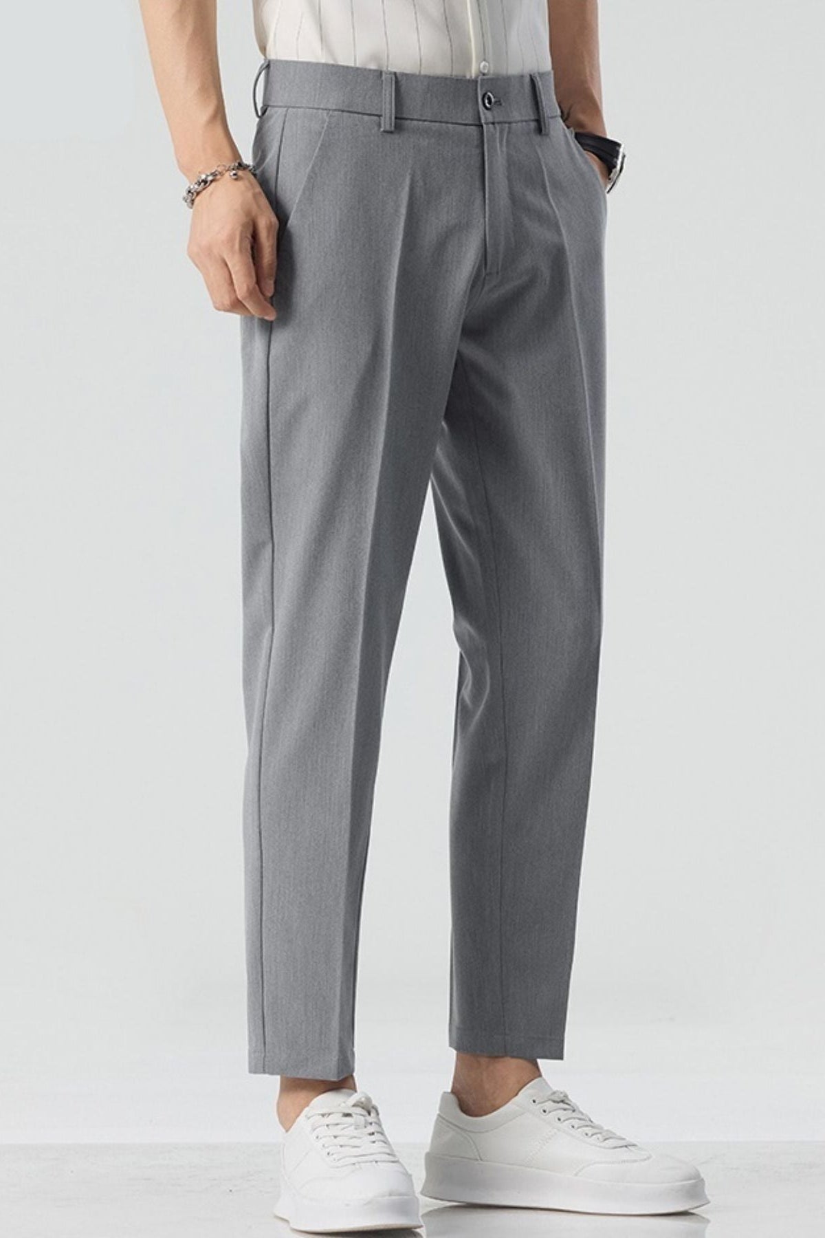 Men's Straight-Leg Casual Pants Gray - Love Classic 2