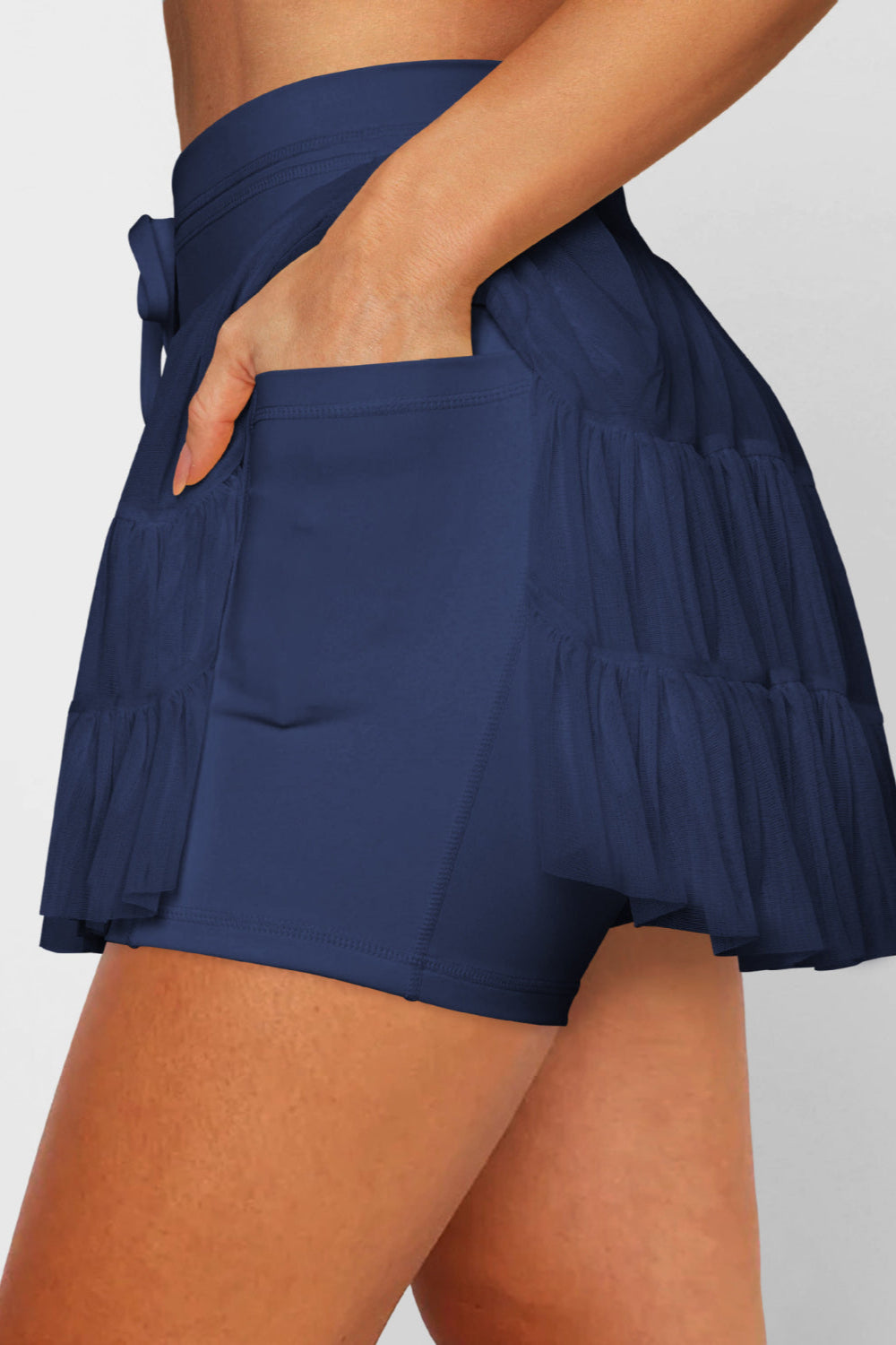 Ruched Mini Skort with Pockets Dark Navy - Love Classic 3