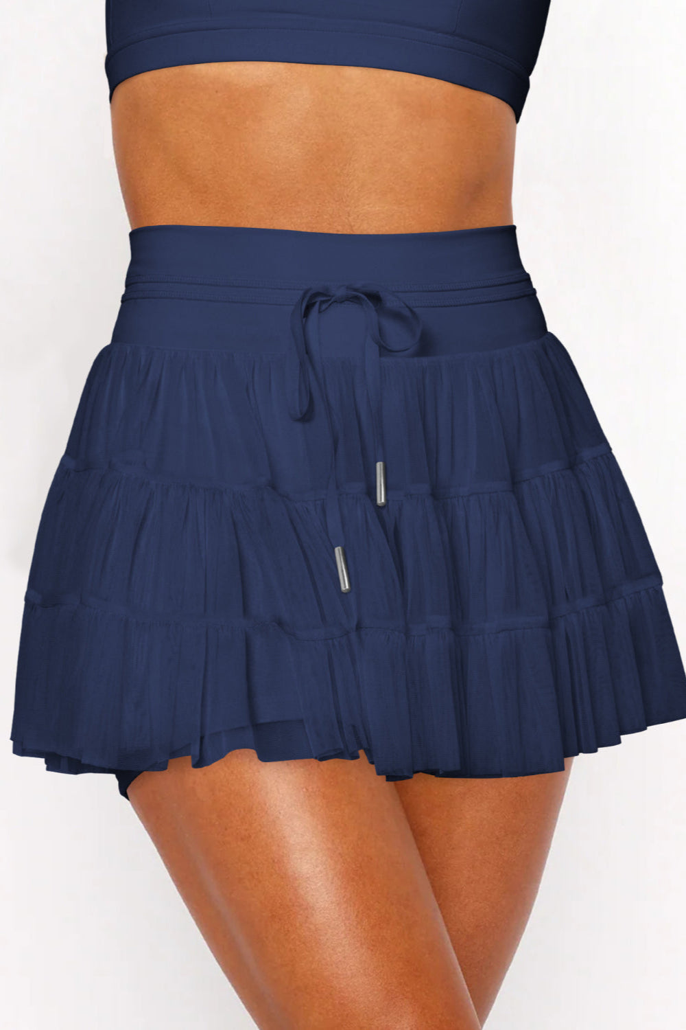Ruched Mini Skort with Pockets Dark Navy - Love Classic 4