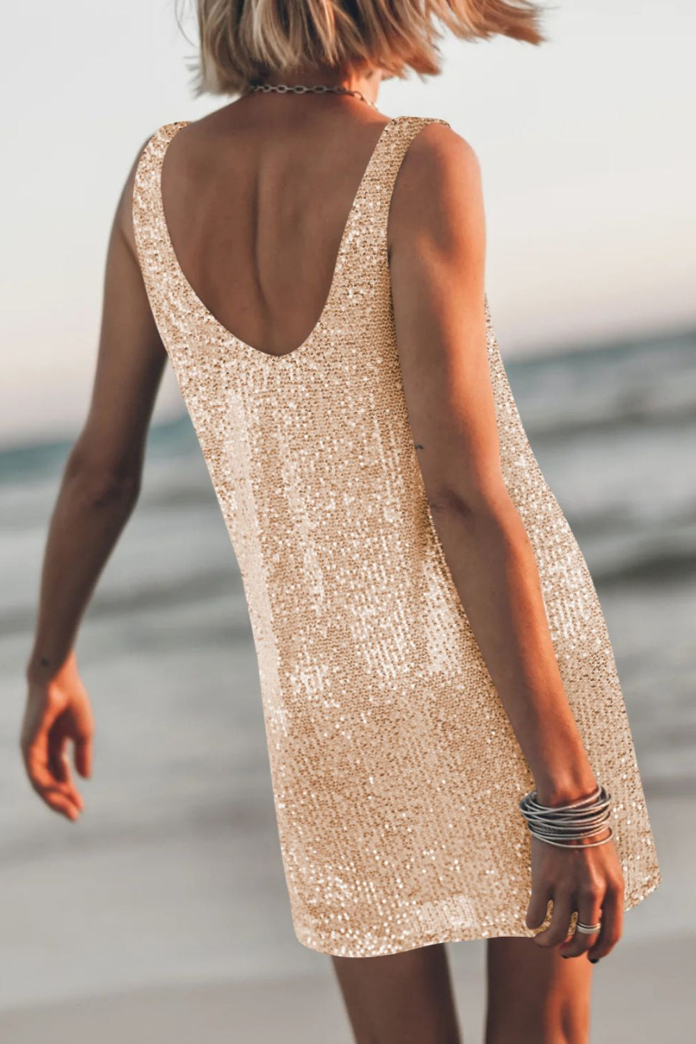Sequin Mini Dress Gold - Love Classic