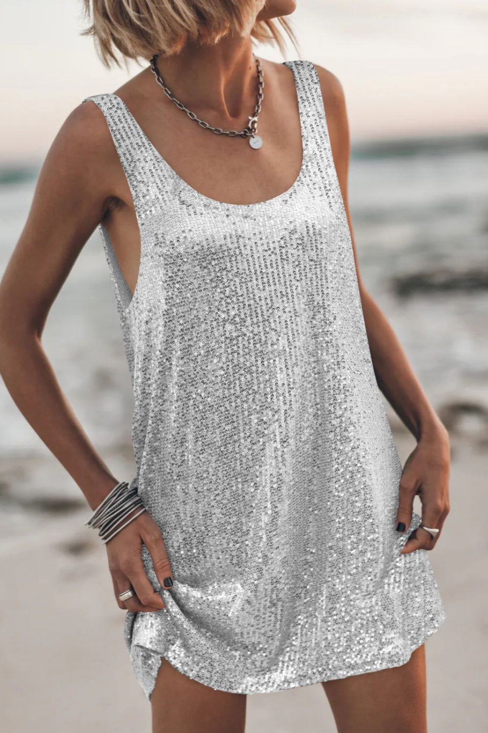 Sequin Mini Dress Silver - Love Classic 3
