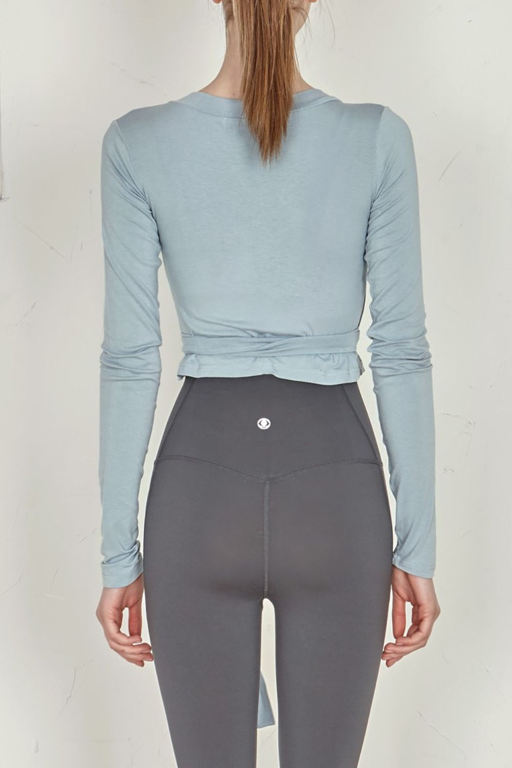 Tied Surplice Long Sleeve Top Light Blue - Love Classic 3