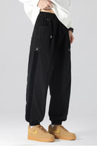 Men's Drawstring Cargo Joggers with Pockets Black - Love Classic