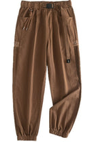 Men's Drawstring Cargo Joggers with Pockets Coffee - Love Classic 4