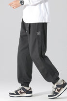 Men's Drawstring Cargo Joggers with Pockets Grey - Love Classic 2