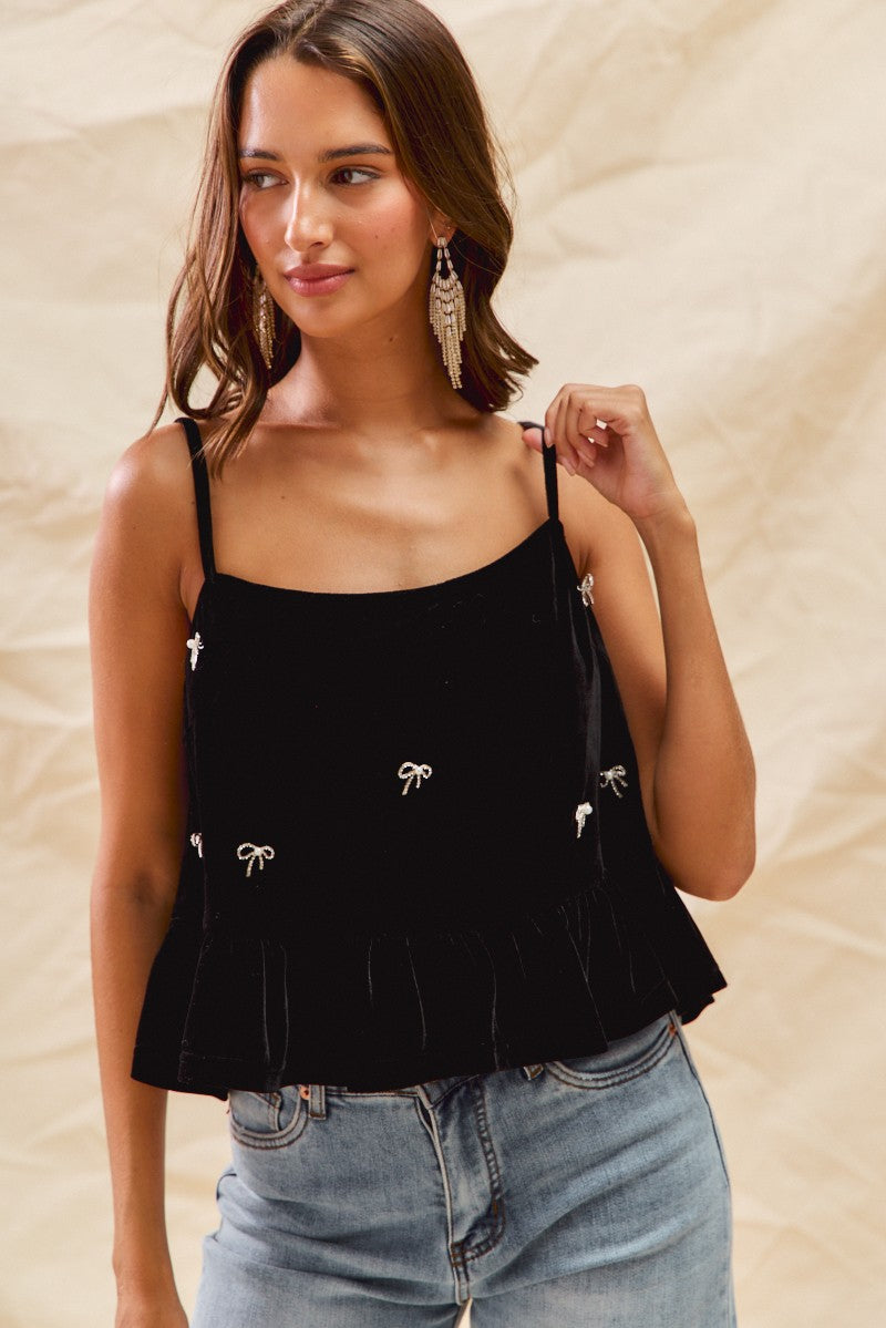 Velvet Ribbon Rhinestone Top - Love Classic 5