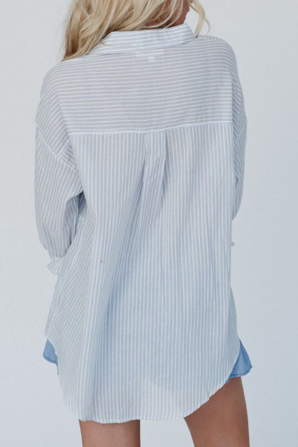Frill Striped Long Sleeve Button Up Shirt - Love Classic 2