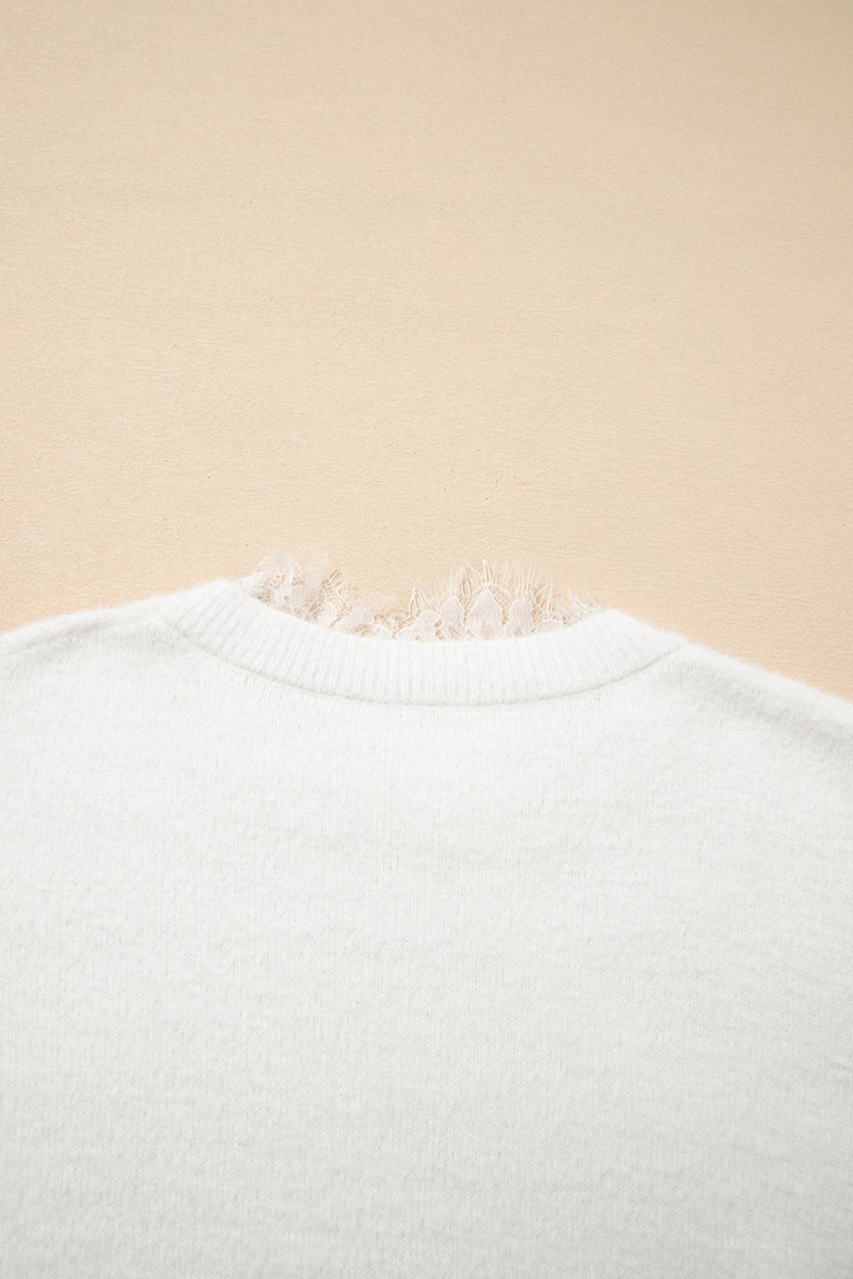 Lace Sleeve Faux Two-Piece Fuzzy Sweater - Love Classic 7