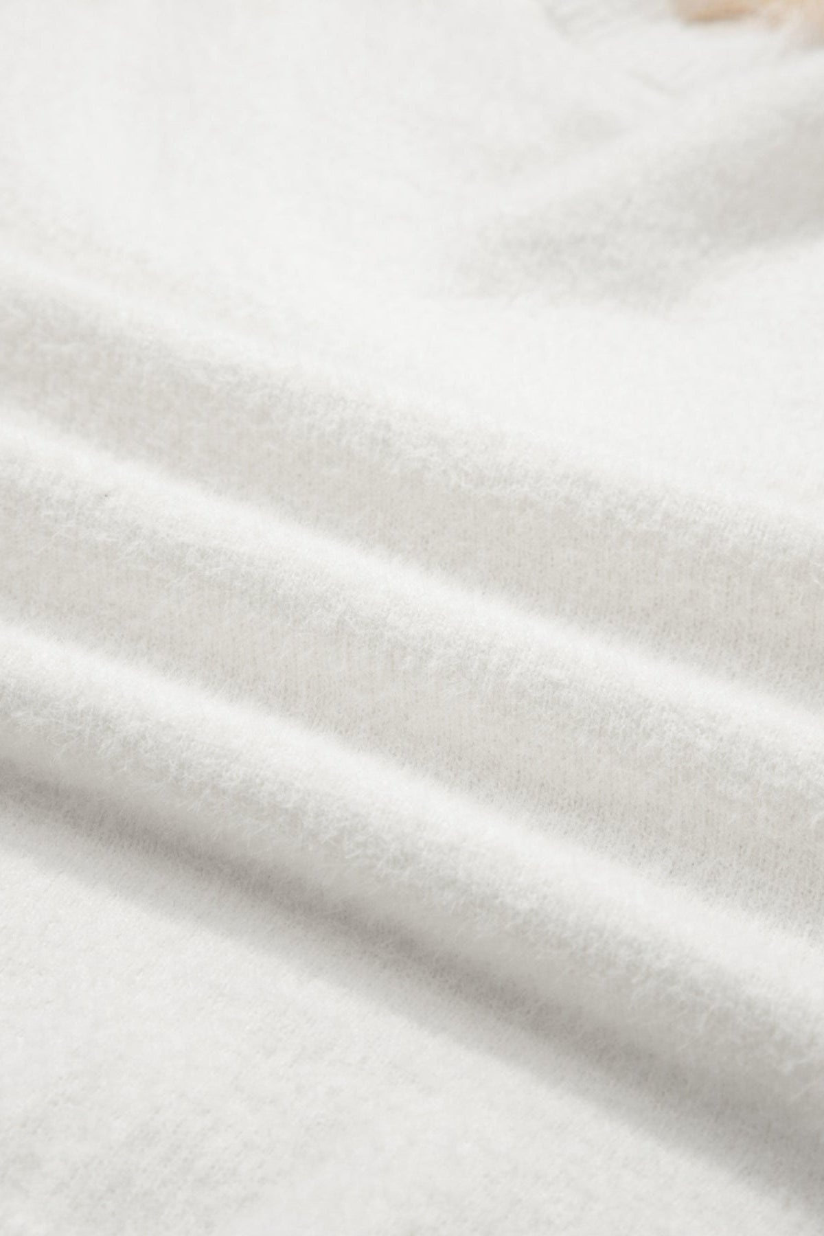 Lace Sleeve Faux Two-Piece Fuzzy Sweater - Love Classic 9