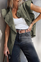 Ruffled Patchwork Denim Jacket Vest - Love Classic