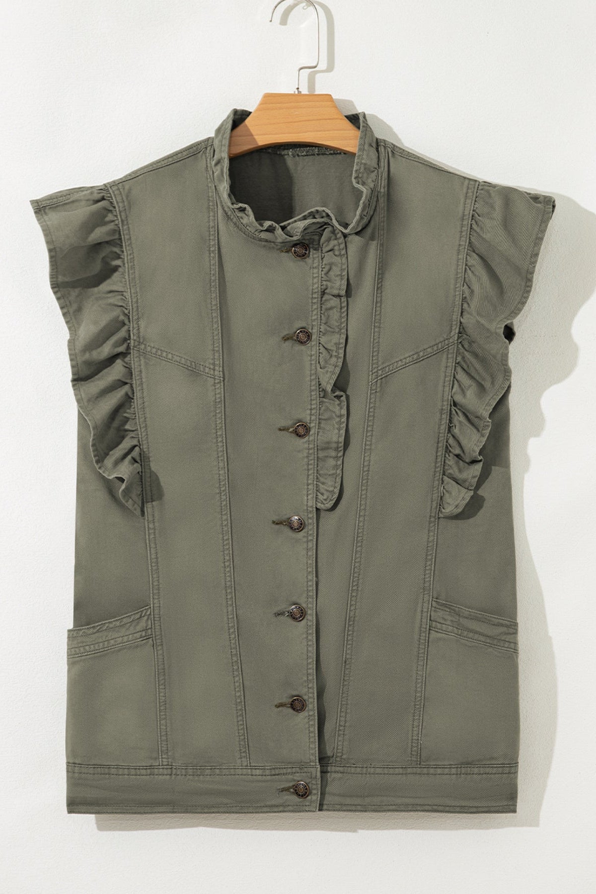 Ruffled Patchwork Denim Jacket Vest - Love Classic 8