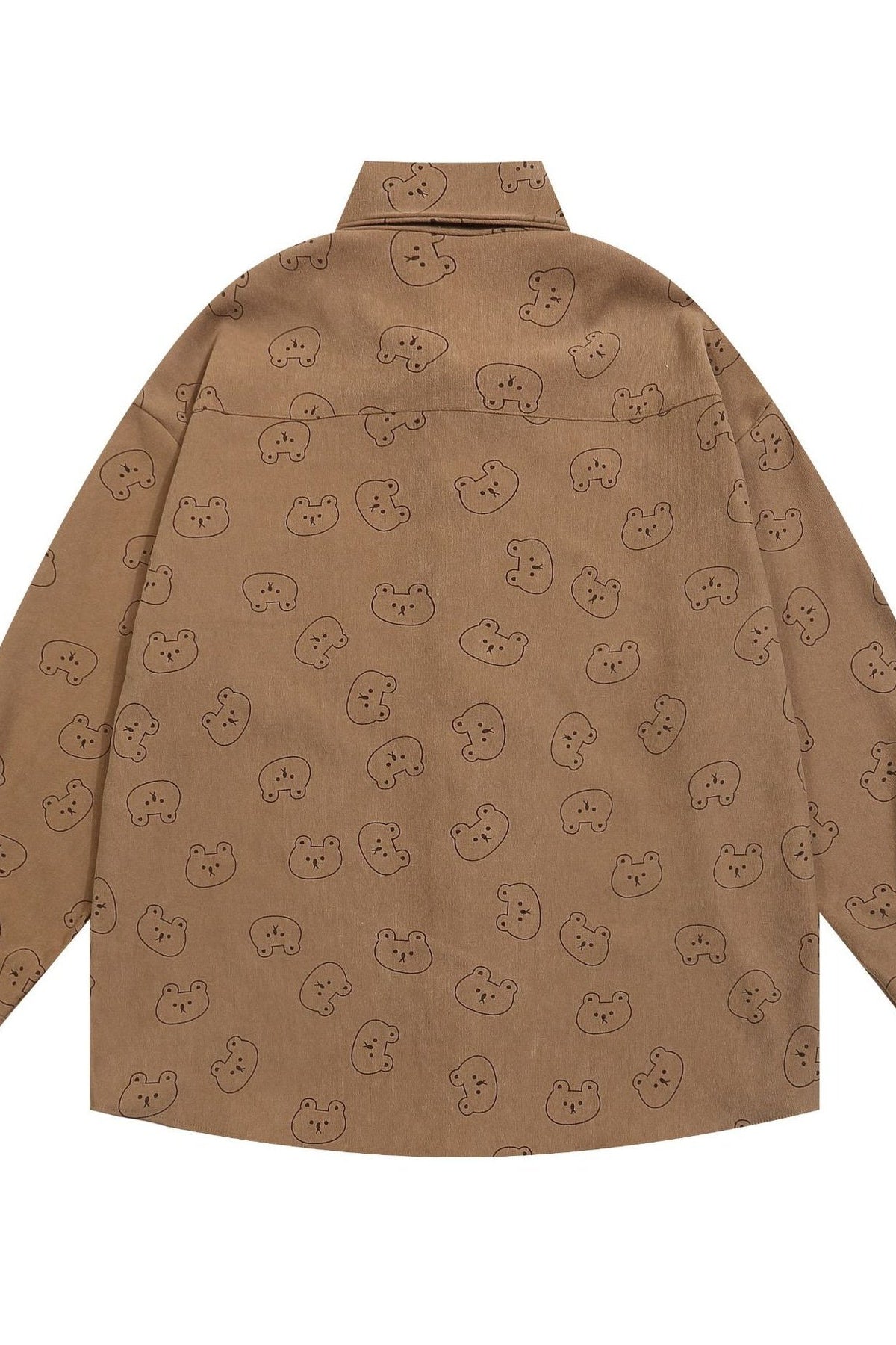 Men's Bear Printed Button-Up Shirt Coffee - Love Classic 2
