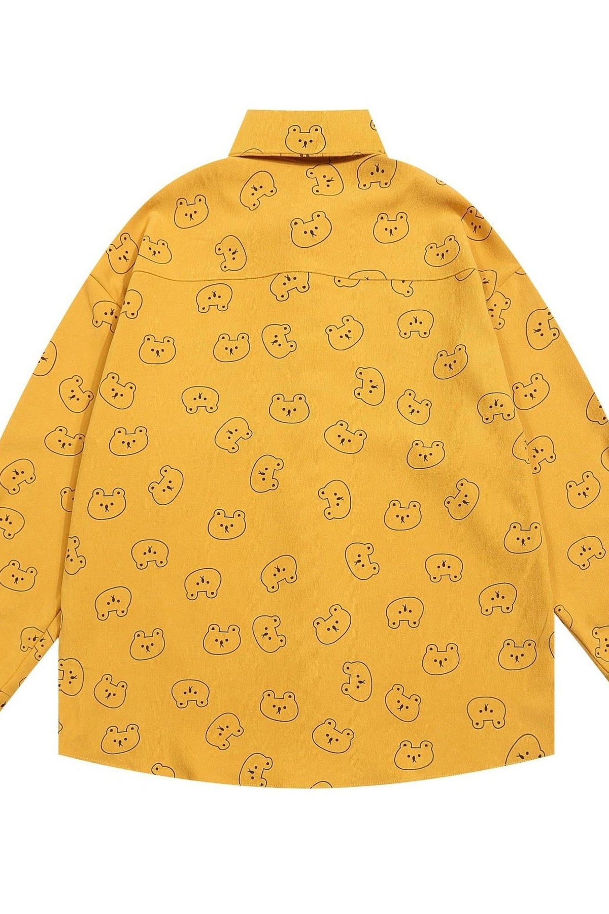 Men's Bear Printed Button-Up Shirt Yellow - Love Classic 2