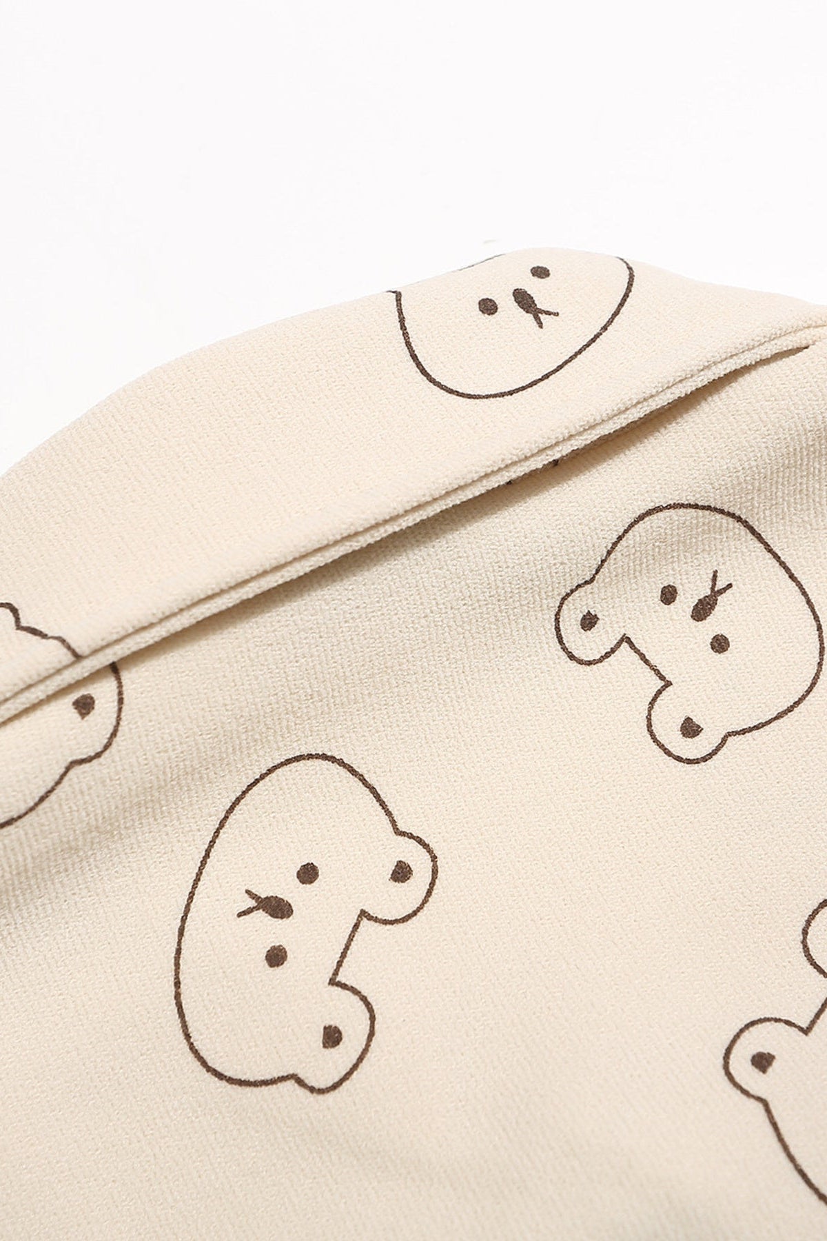 Men's Bear Printed Button-Up Shirt Apricot - Love Classic 4