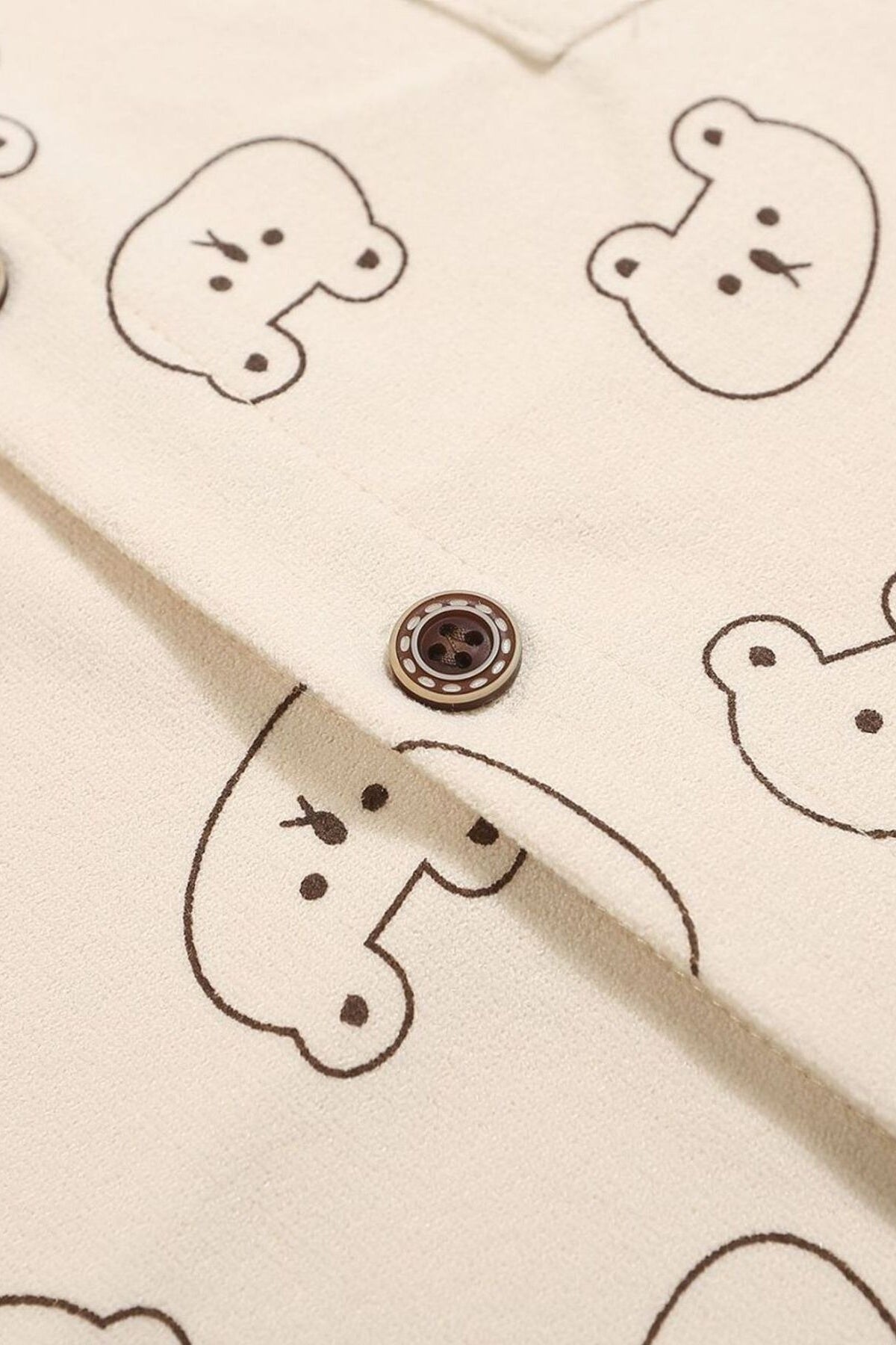 Men's Bear Printed Button-Up Shirt Apricot - Love Classic 5