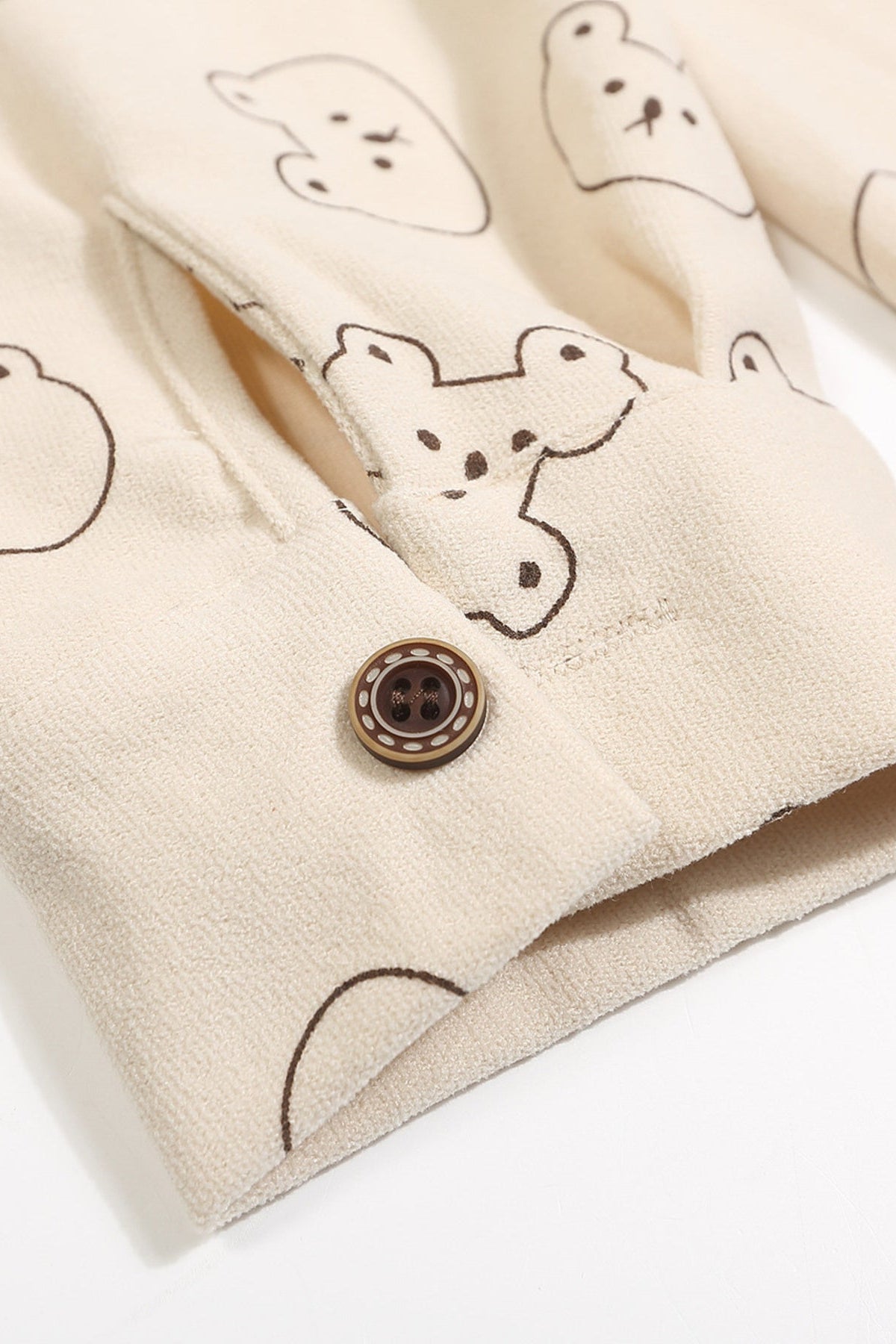 Men's Bear Printed Button-Up Shirt Apricot - Love Classic 6