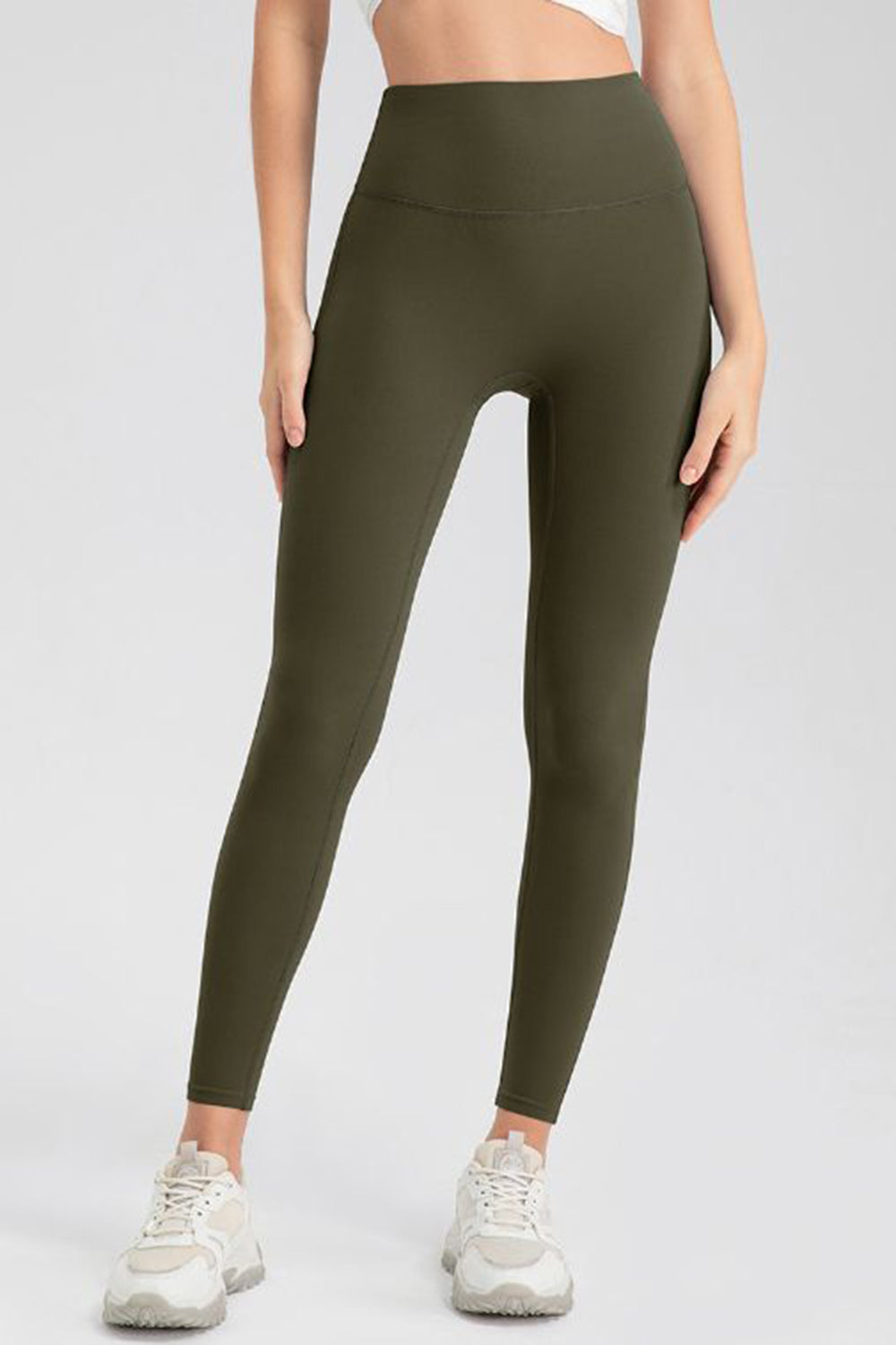 High Waist Highly Stretchy Active Pants Match Green