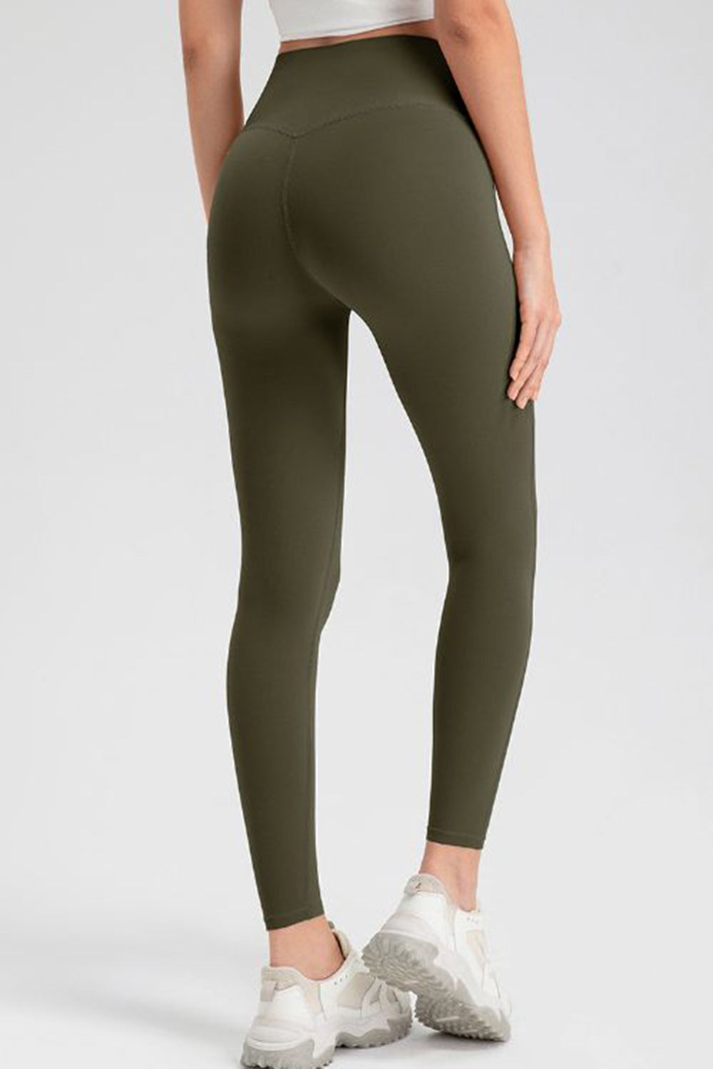 High Waist Highly Stretchy Active Pants Match Green 2