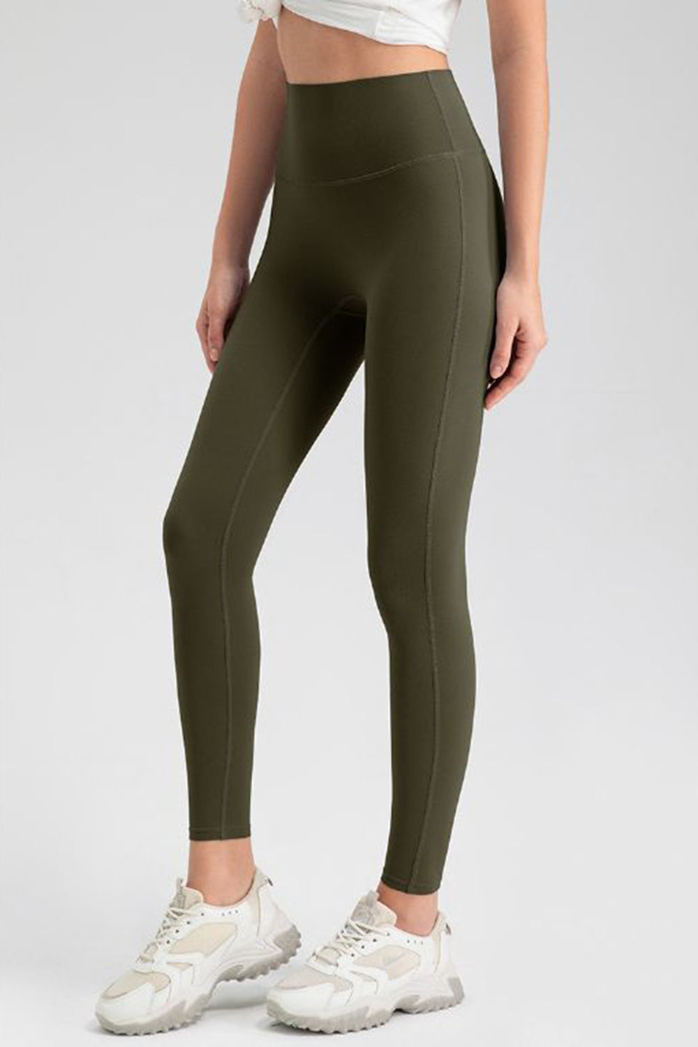 High Waist Highly Stretchy Active Pants Match Green 3