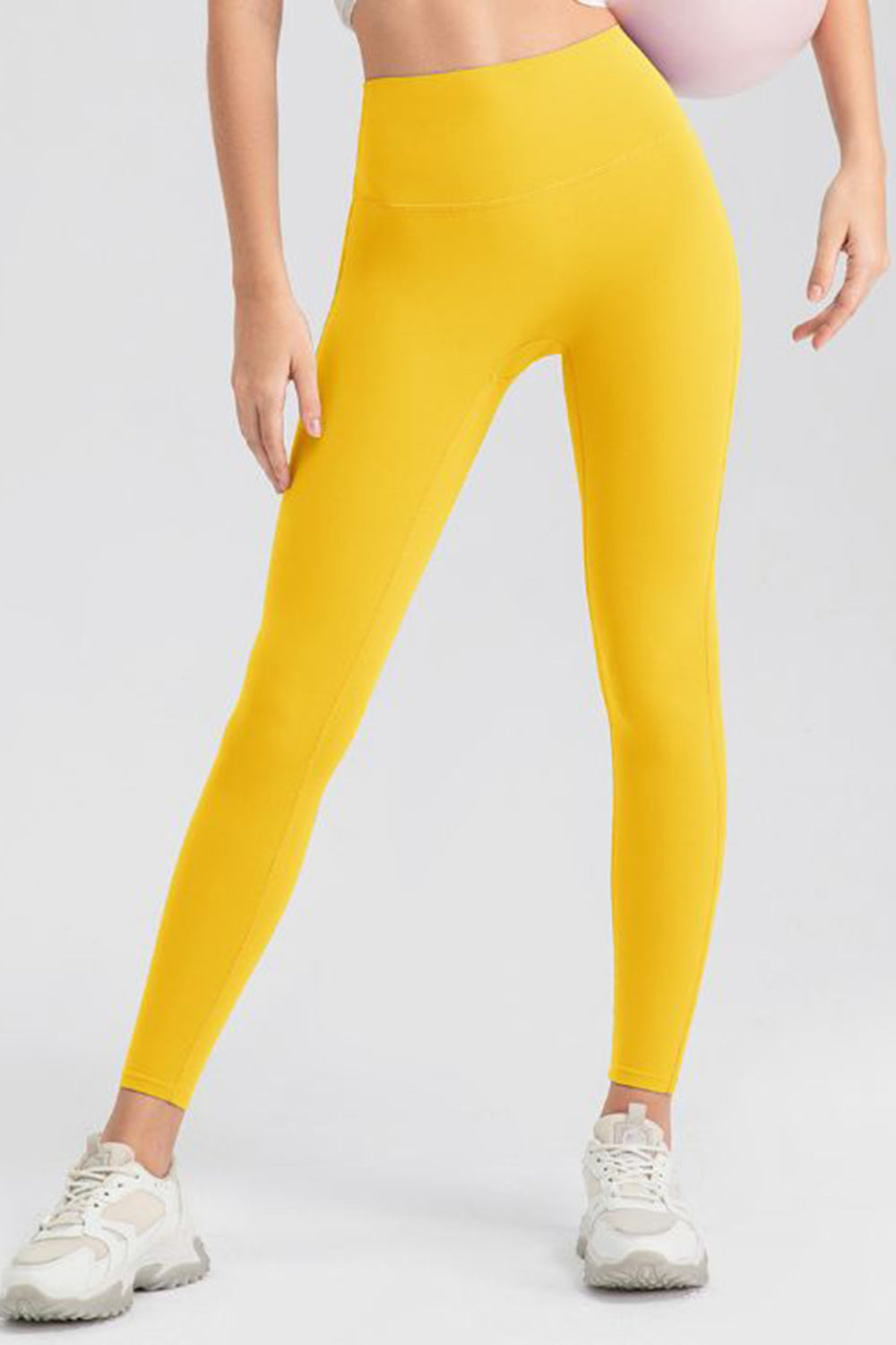 High Waist Highly Stretchy Active Pants Yellow 2