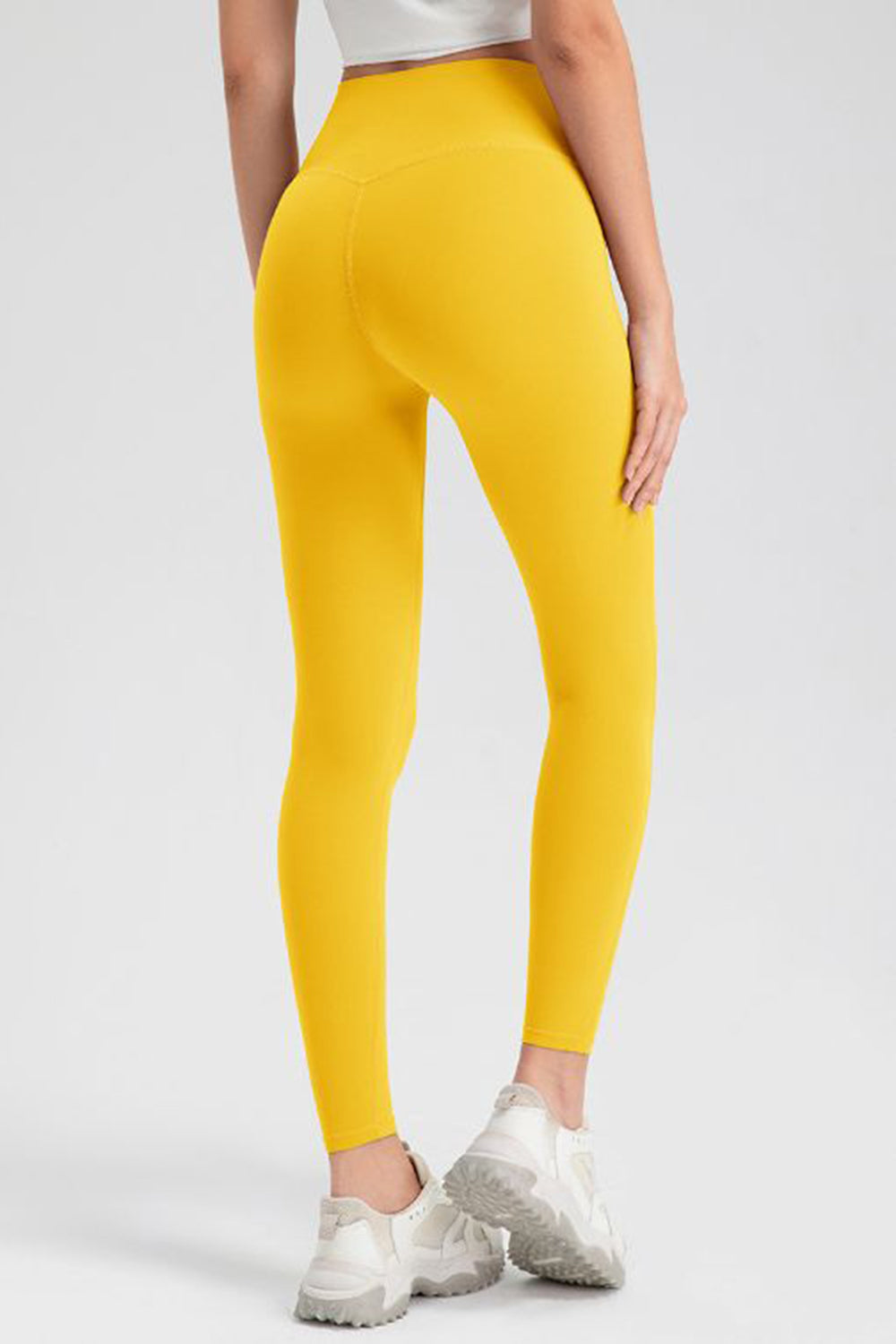 High Waist Highly Stretchy Active Pants Yellow 3
