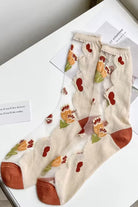 Sheer Bouquet Hearts Jacquard Crew Socks - Love Classic