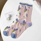 2-Pack Sheer Sunflower Jacquard Crew Socks