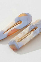 Light blue and Ivory Marble Printed Barrette Hair Clip