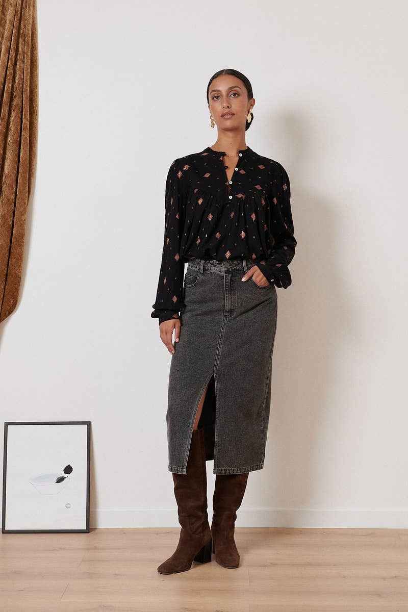 Embroidered Feather Blouse