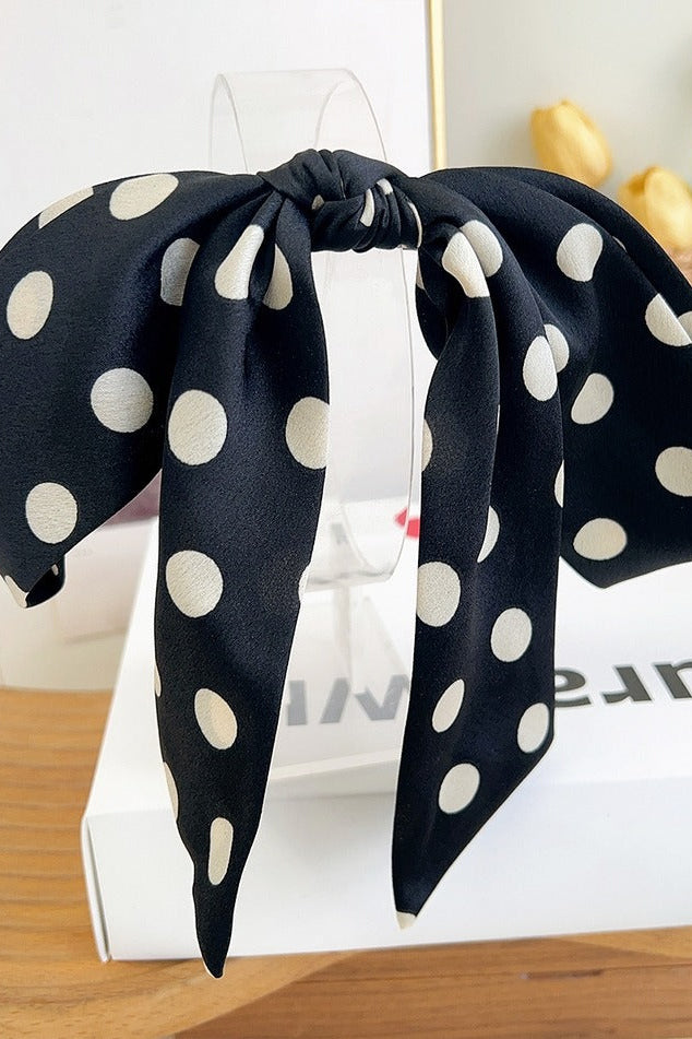 Navy Blue Polka Dot Ribbon Bow French Barrette Clip 2
