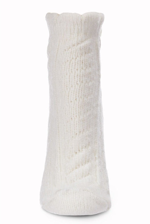 Cable Pom Pom Infused Women's Anklet Socks Ivory 2