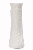 Cable Pom Pom Infused Women's Anklet Socks Ivory 2