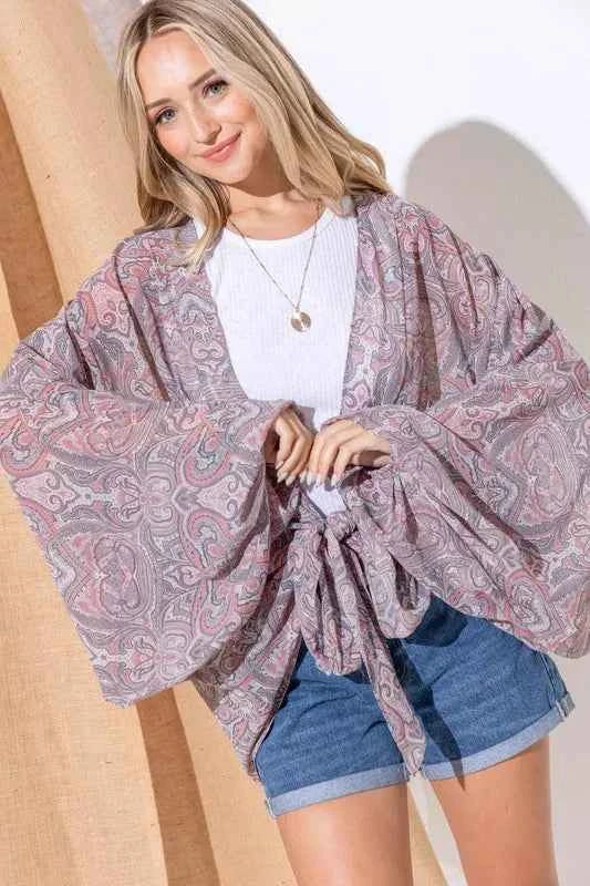 Sheer Oversized Kimono Wrap Cover Up