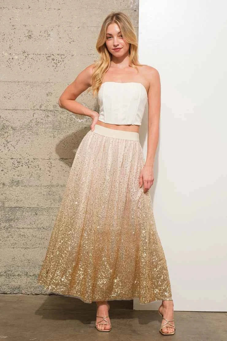 Sequin Embellished Tulle Skirt