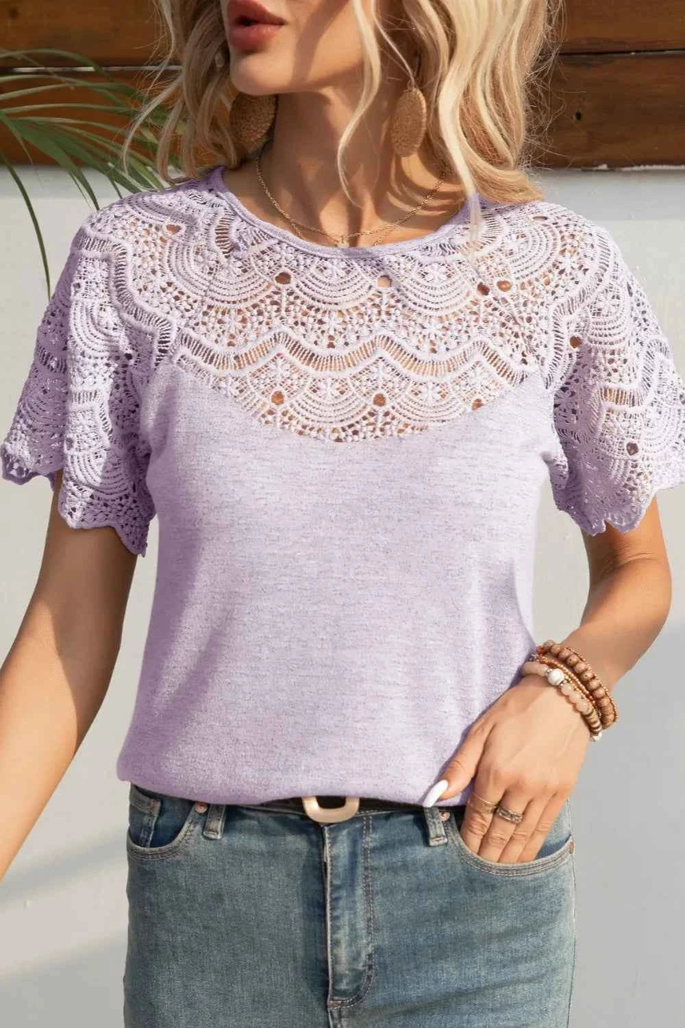Short Sleeve Crochet Top