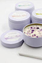 Purple tin candles with crystals, Love Classic high quality scented amethyst candle collection