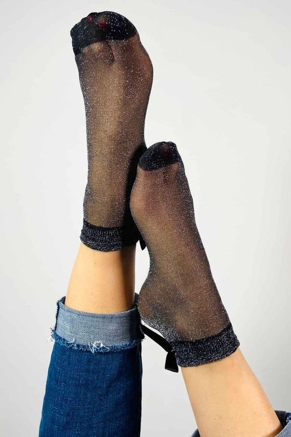 Sheer Glitter Bow Socks