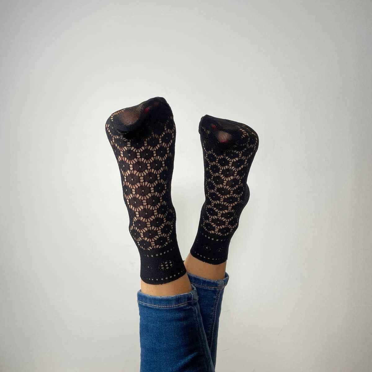 Lace Mixed Fishnet Socks, Set of 3