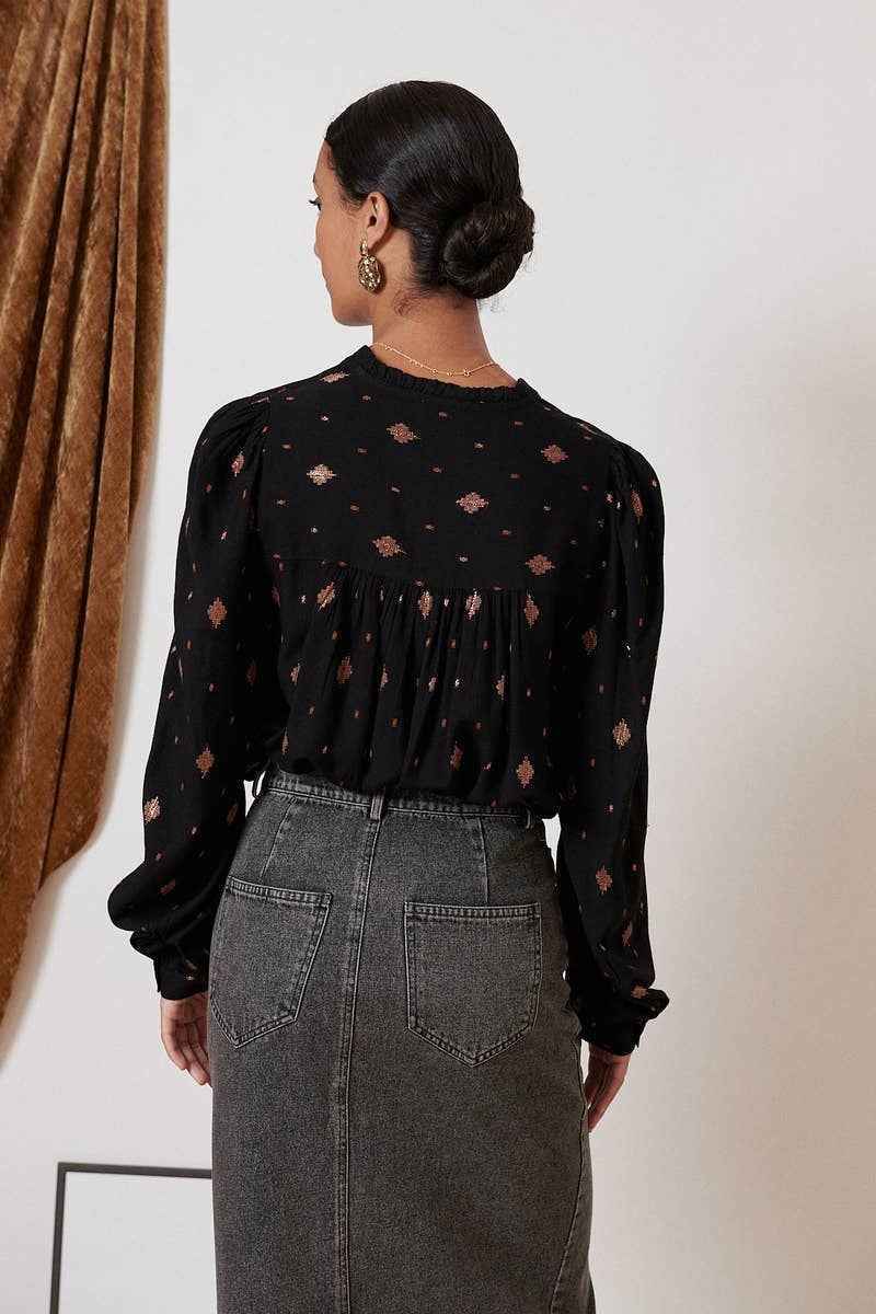 Embroidered Feather Blouse