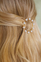 Gold Circle Pearl Barrette Clip